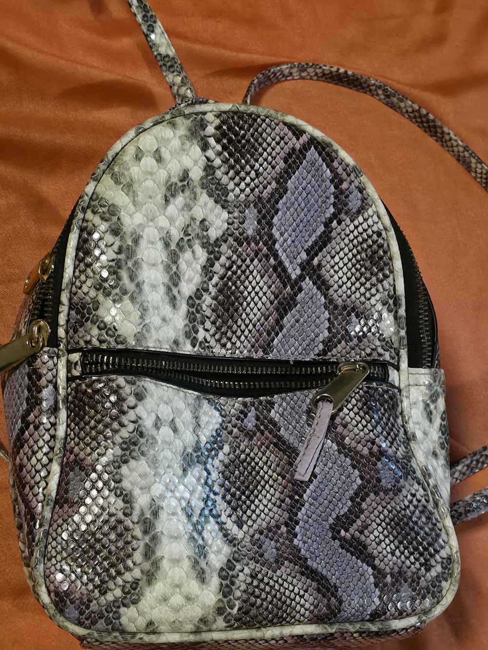 4/$67 Deal! Icing Snake-Print Mini Backpack in Purple & Gray
